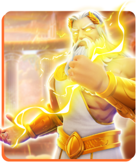 Zeus character wielding lightning